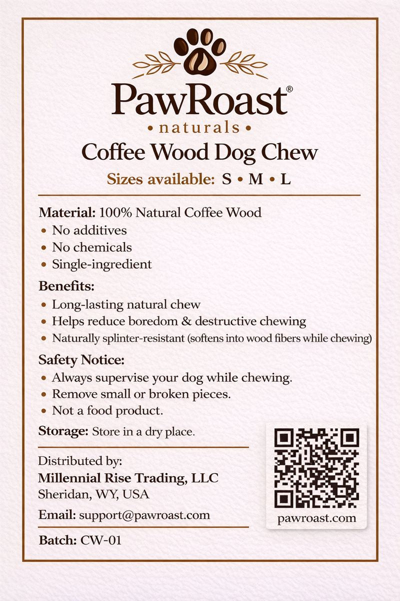 PawRoast Naturals – Coffee Wood Dog Chew (S / M / L)